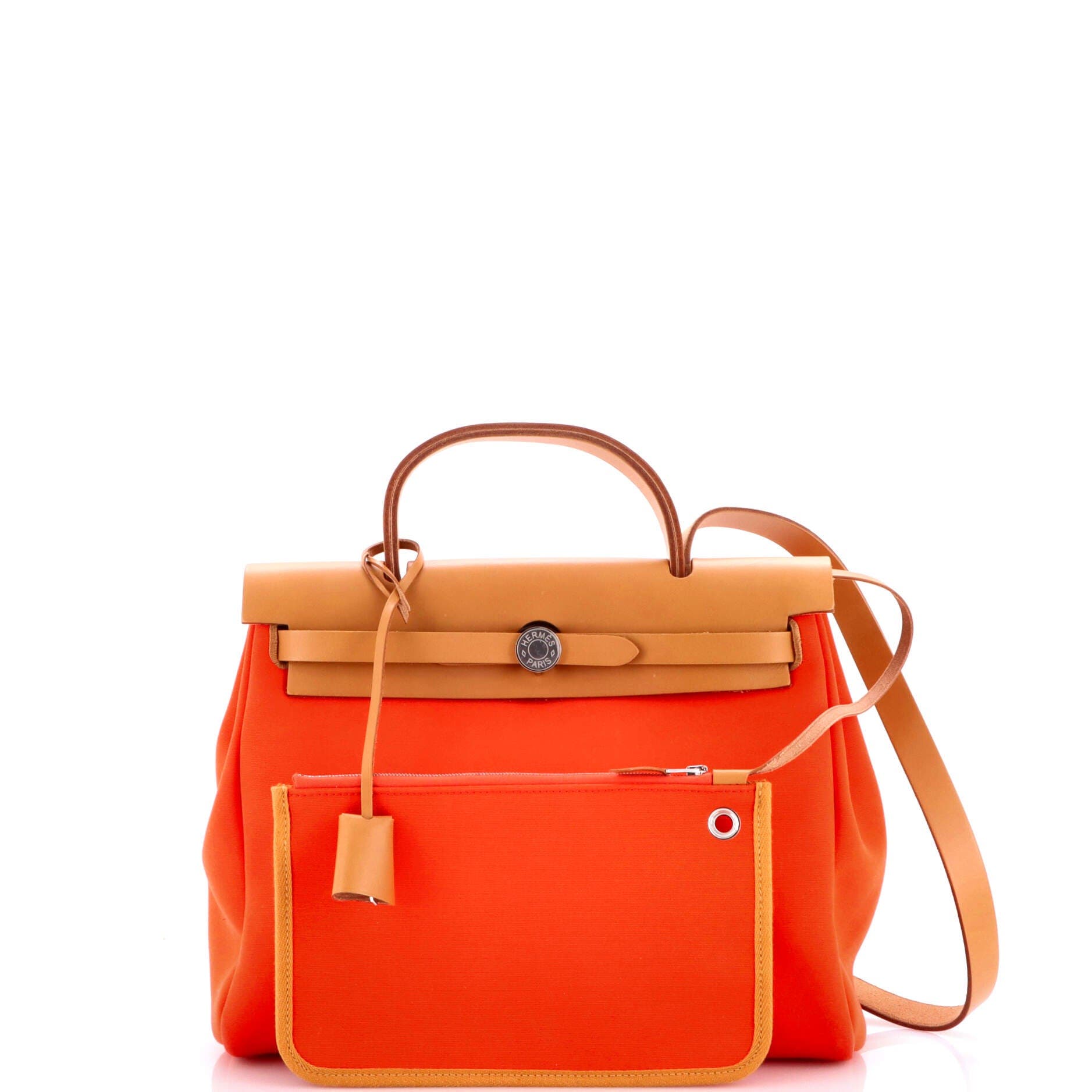 Pre-Owned Hermes Herbag Zip Leather and Toile 31, Alternate, color, Mecano