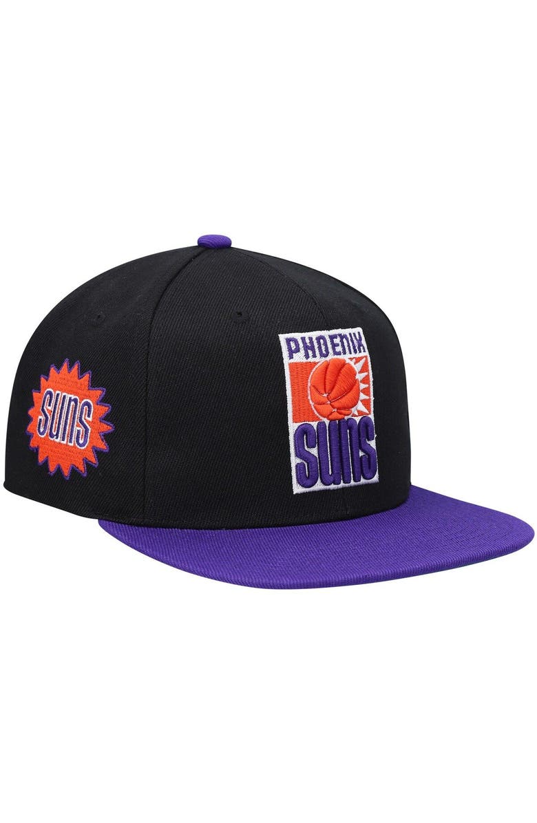 Mitchell & Ness Men's Mitchell & Ness Black/Purple Phoenix Suns Hardwood Classics Snapback Hat, Main, color, 