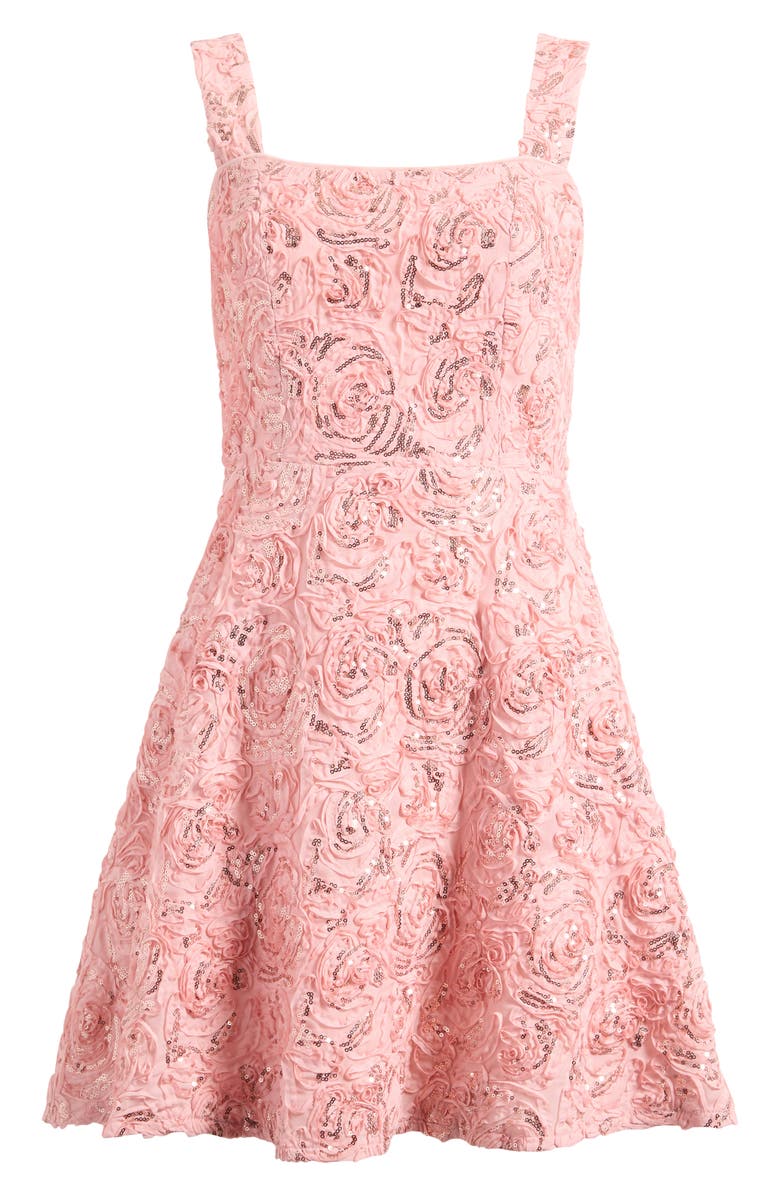 Lipsy Sequin Skater Dress, Alternate, color, Pink