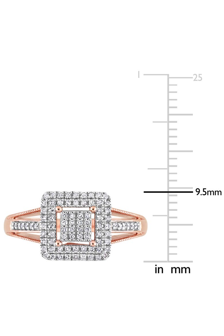 Diamond Cluster Square Split Shank Ring 10k, Alternate, color, 10k Rose Gold