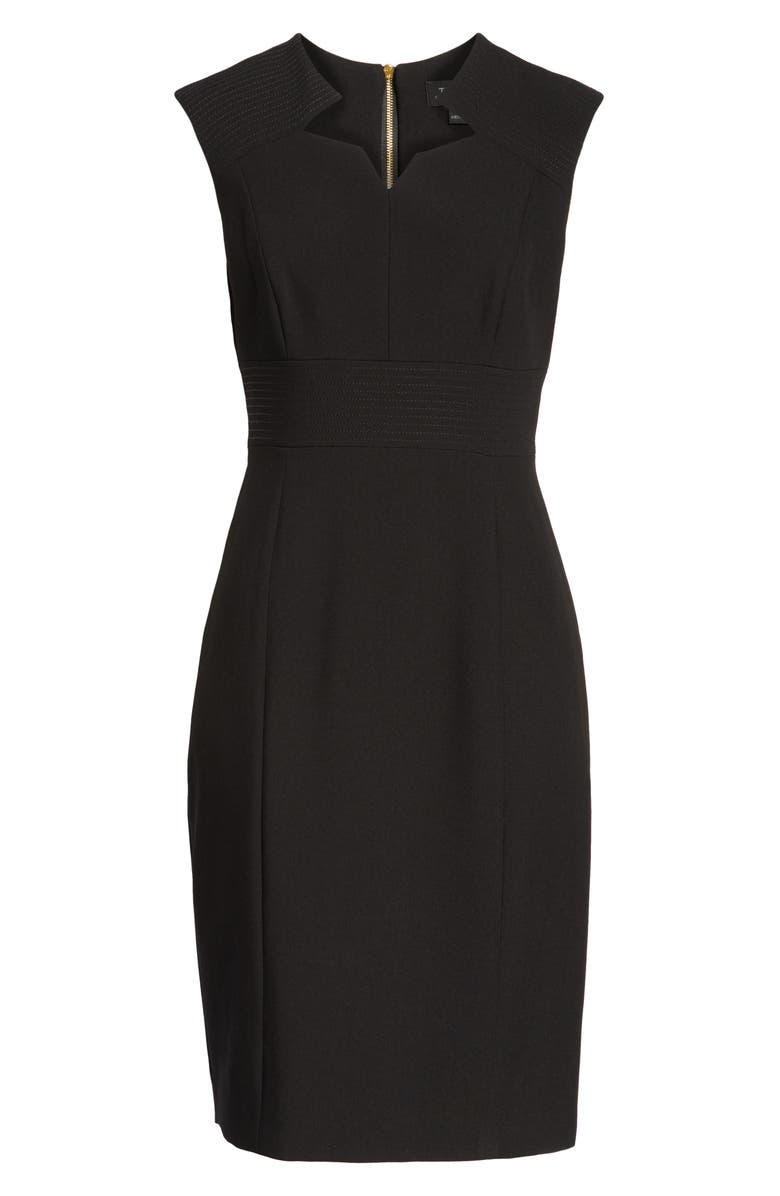 Tahari Star Neckline Crepe Sheath Dress, Alternate, color, 
