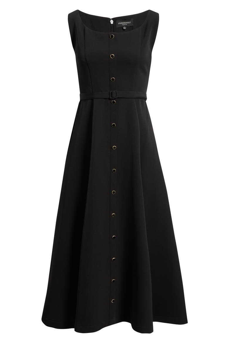 Belted Fit & Flare Dress, Alternate, color, BLACK