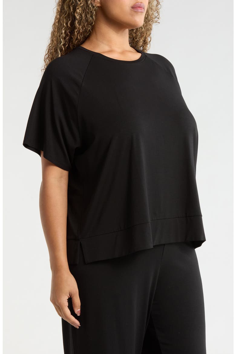 Short Raglan Sleeve Crewneck T-Shirt, Alternate, color, BLACK