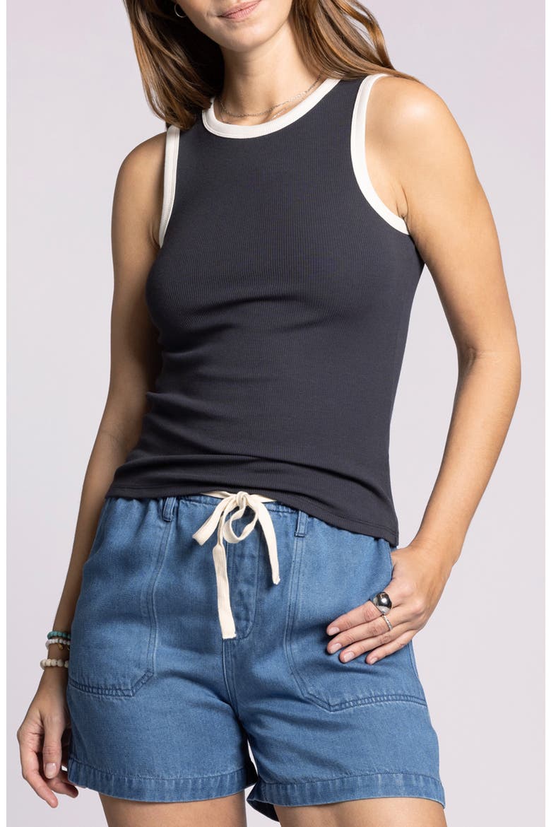 Eda Contrast Trim Tank, Main, color, OBSIDIAN IVORY