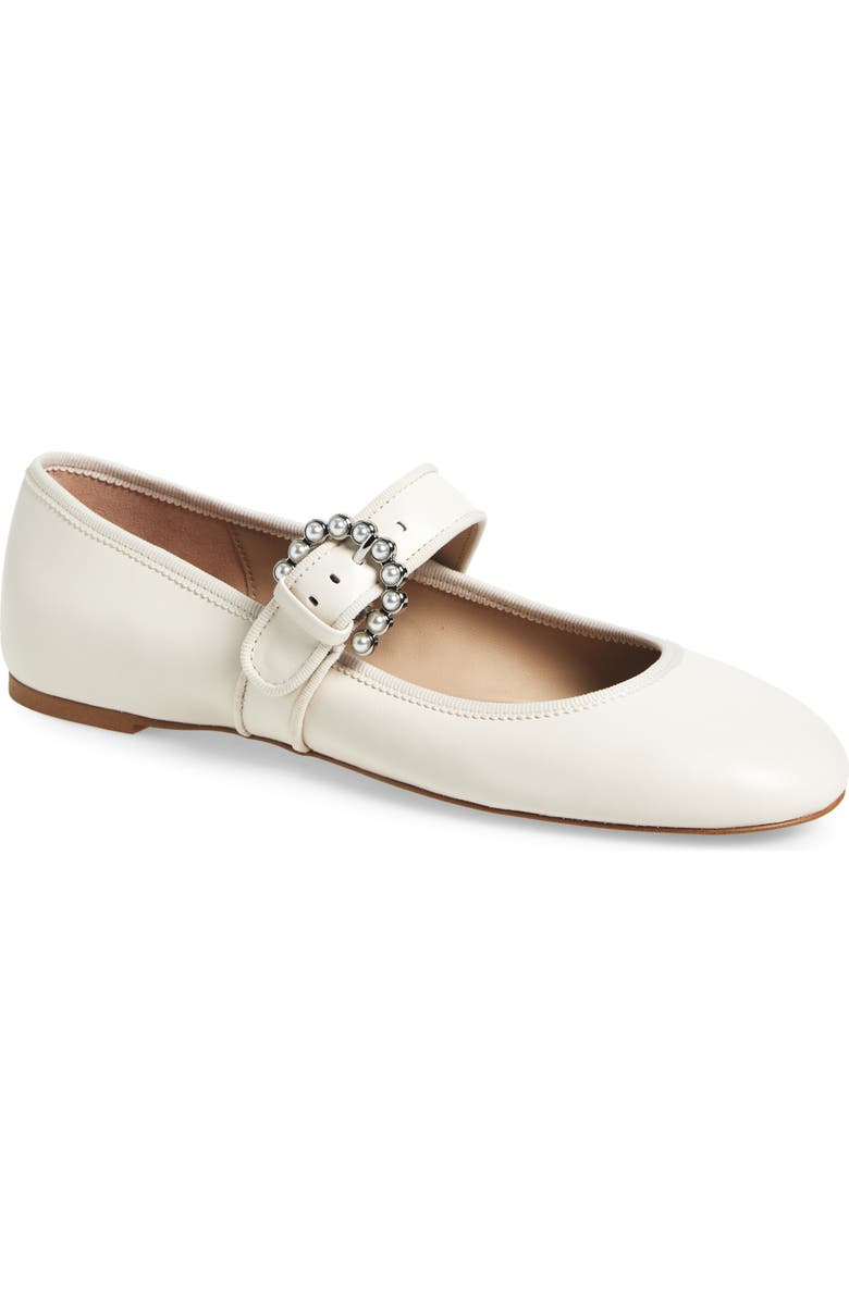 Stuart Weitzman Piper Mary Jane Ballet Flat, Main, color, Chalk