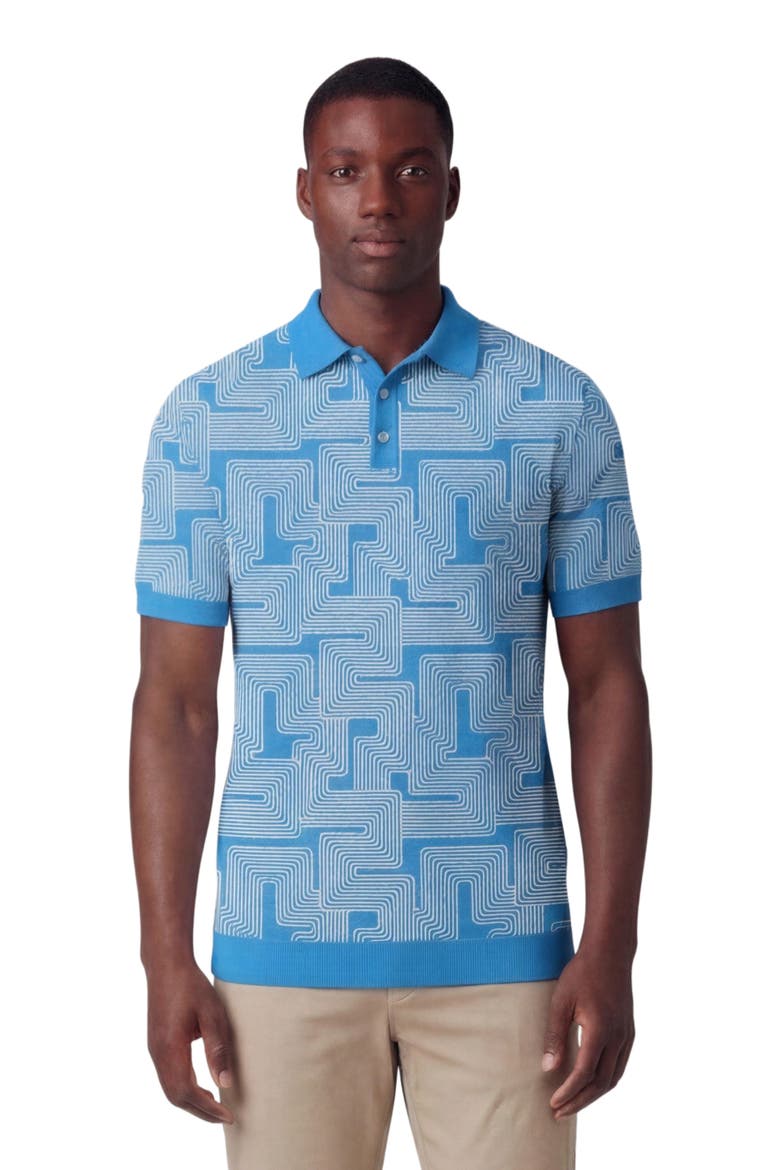Inter Twine Mens Merino Silk Cashmere Polo, Main, color, INTER TWINE BLUE