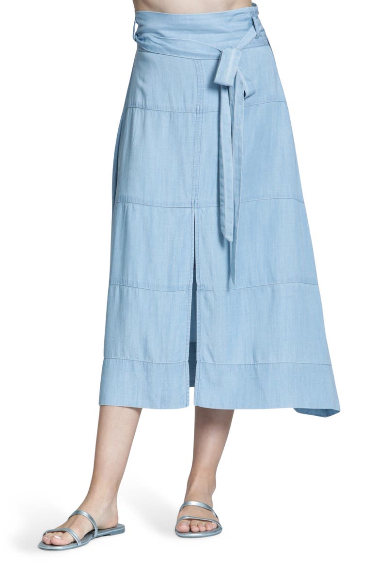 Woven A-Line Skirt, Main, color, LIGHT INDIGO