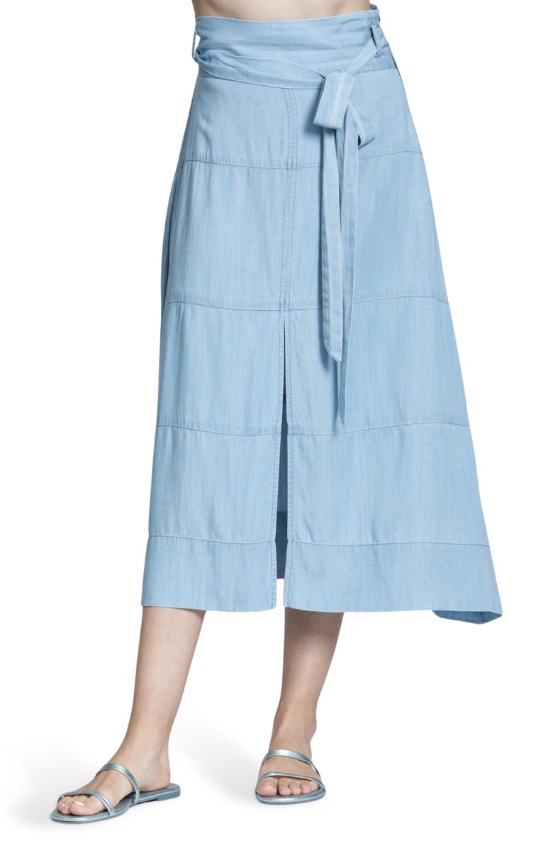 APNY Woven A-Line Skirt, Main, color, Light Indigo