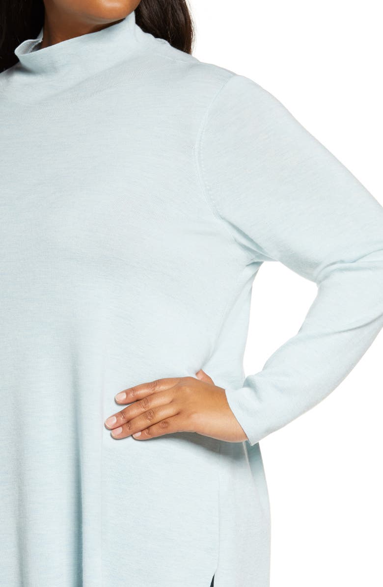 Eileen Fisher High/Low Merino Wool Mock Neck Sweater, Alternate, color,