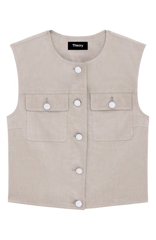 Theory Wool And Cashmere Cropped Cardigan Jacket In Soft Taupe