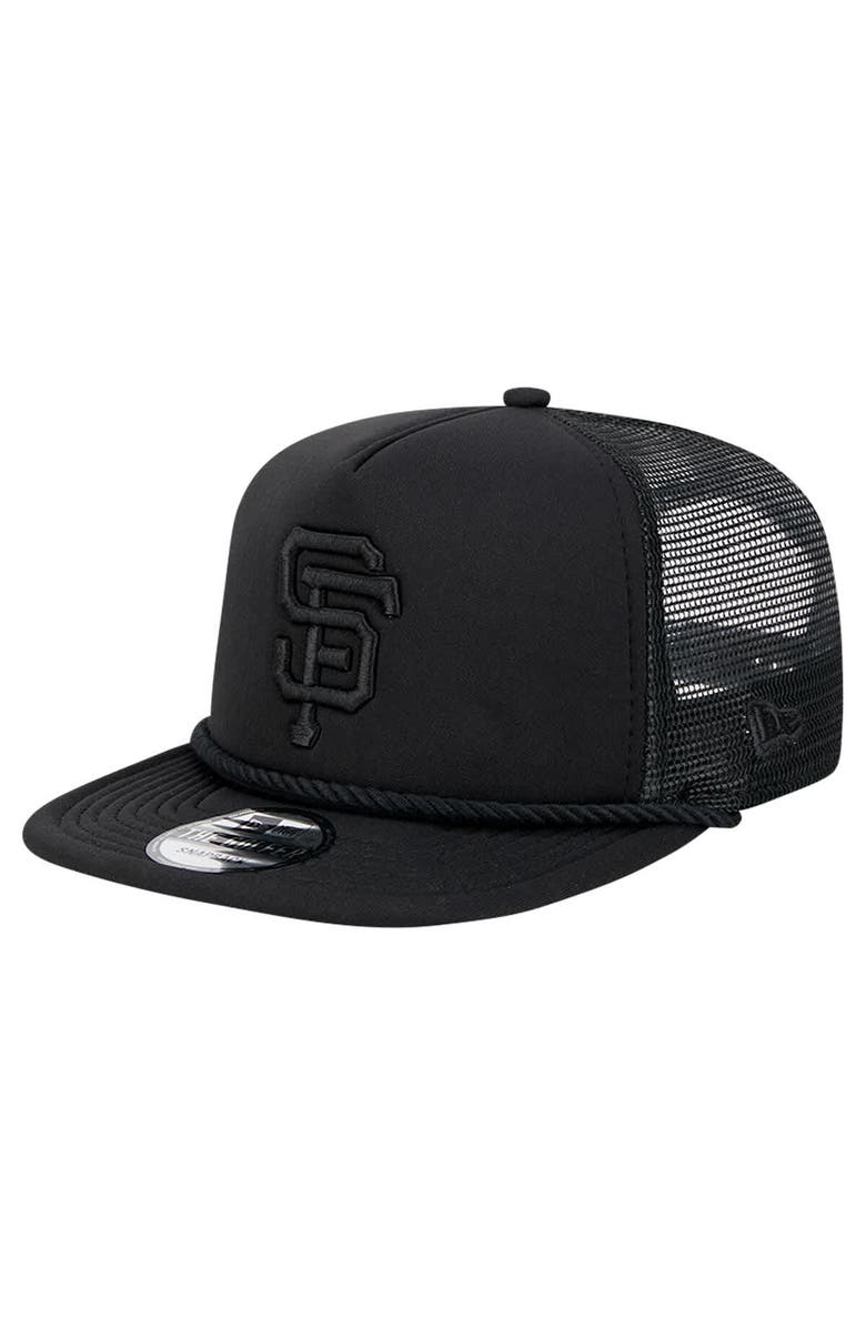 New Era Men's New Era Black San Francisco Giants Tone Foam Meshback Golfer Snapback Hat, Main, color, 