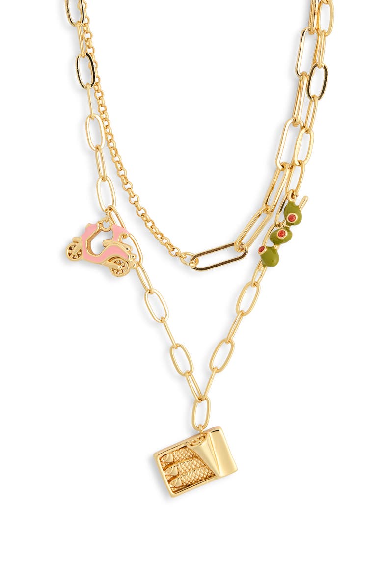 Leith Layered Charm Pendant Necklace, Alternate, color, Green Multi- Gold