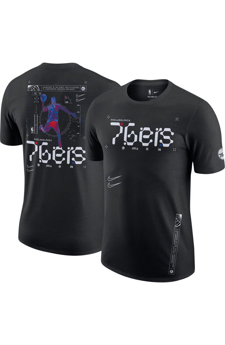 Nike Men's Nike Black Philadelphia 76ers Courtside Air Traffic Control Max90 T-Shirt, Main, color, Black