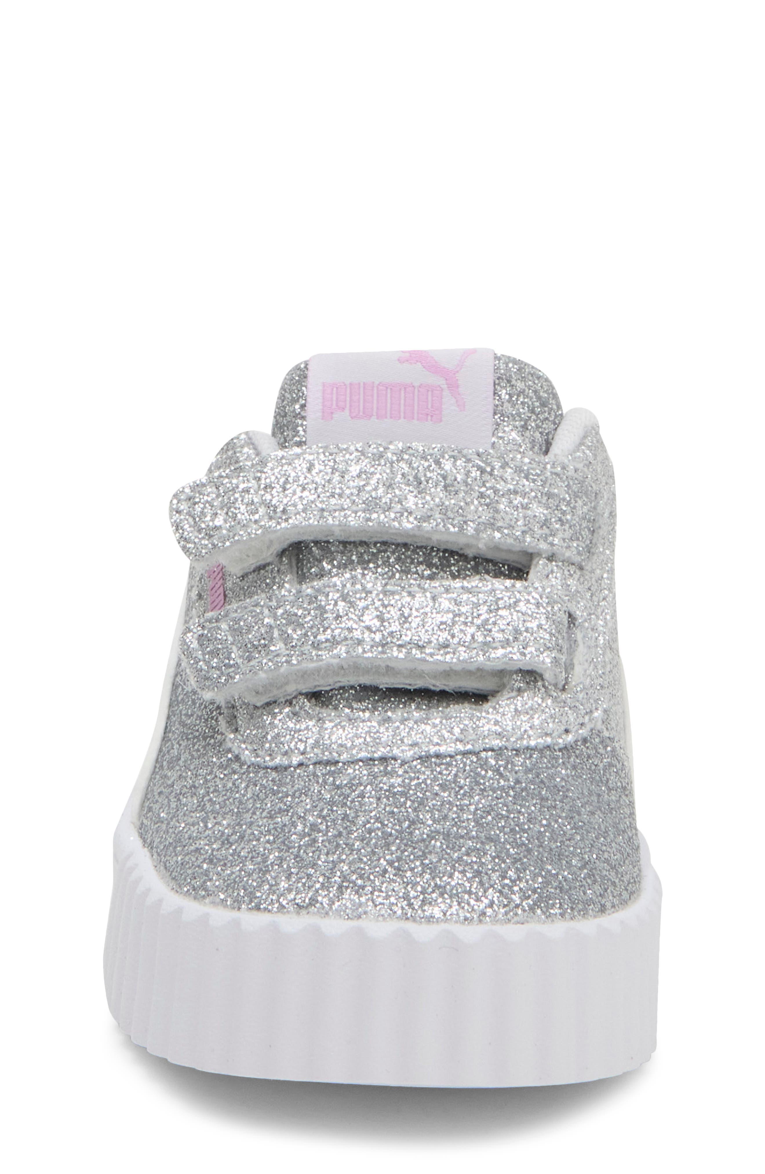 Kids' Carina 3.0 Glitz V Sneaker, Alternate, color, PUMA SILVER/ PUMA WHITE