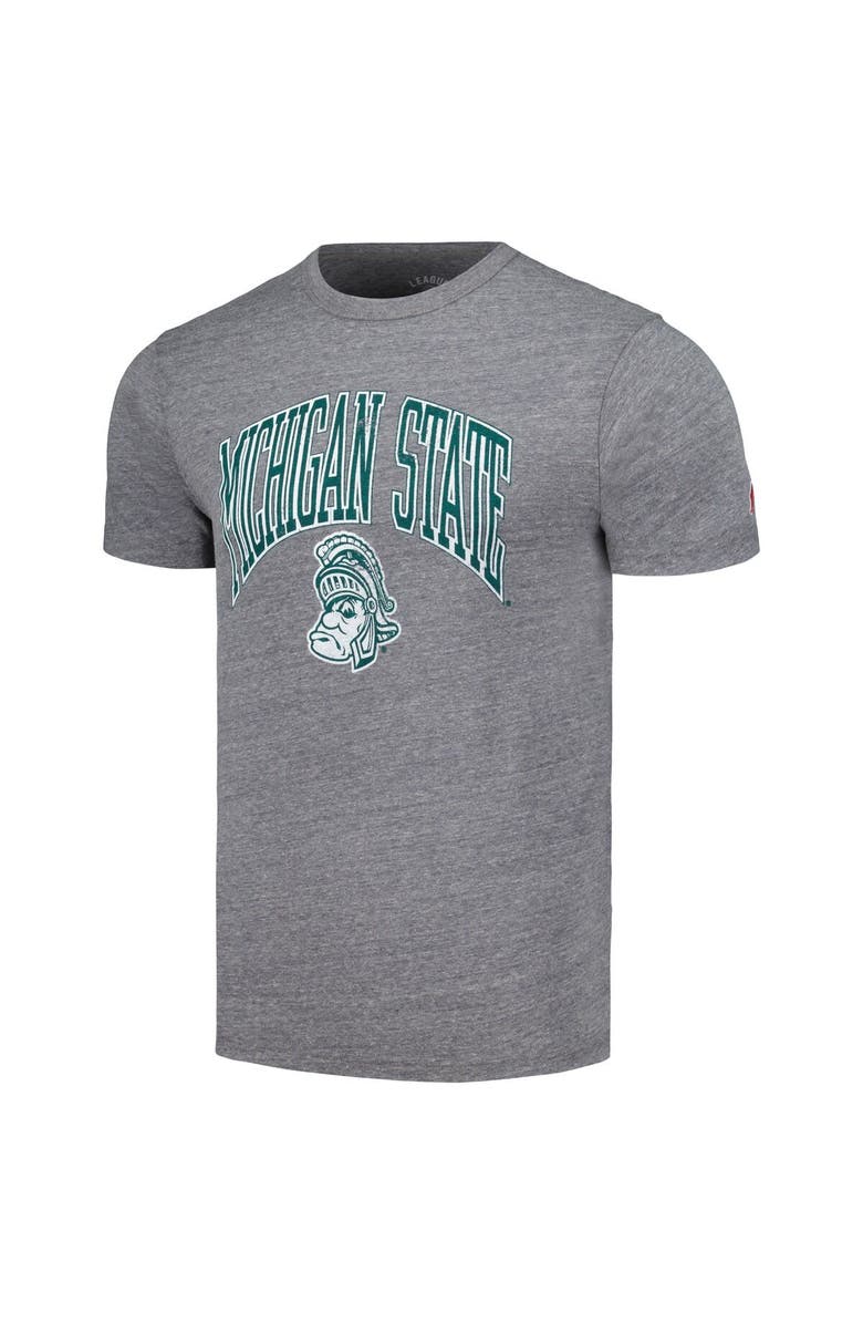 LEAGUE COLLEGIATE WEAR Men's League Collegiate Wear Heather Gray Michigan State Spartans Tall Arch Victory Falls Tri-Blend T-Shirt, Alternate, color, Heather Gray