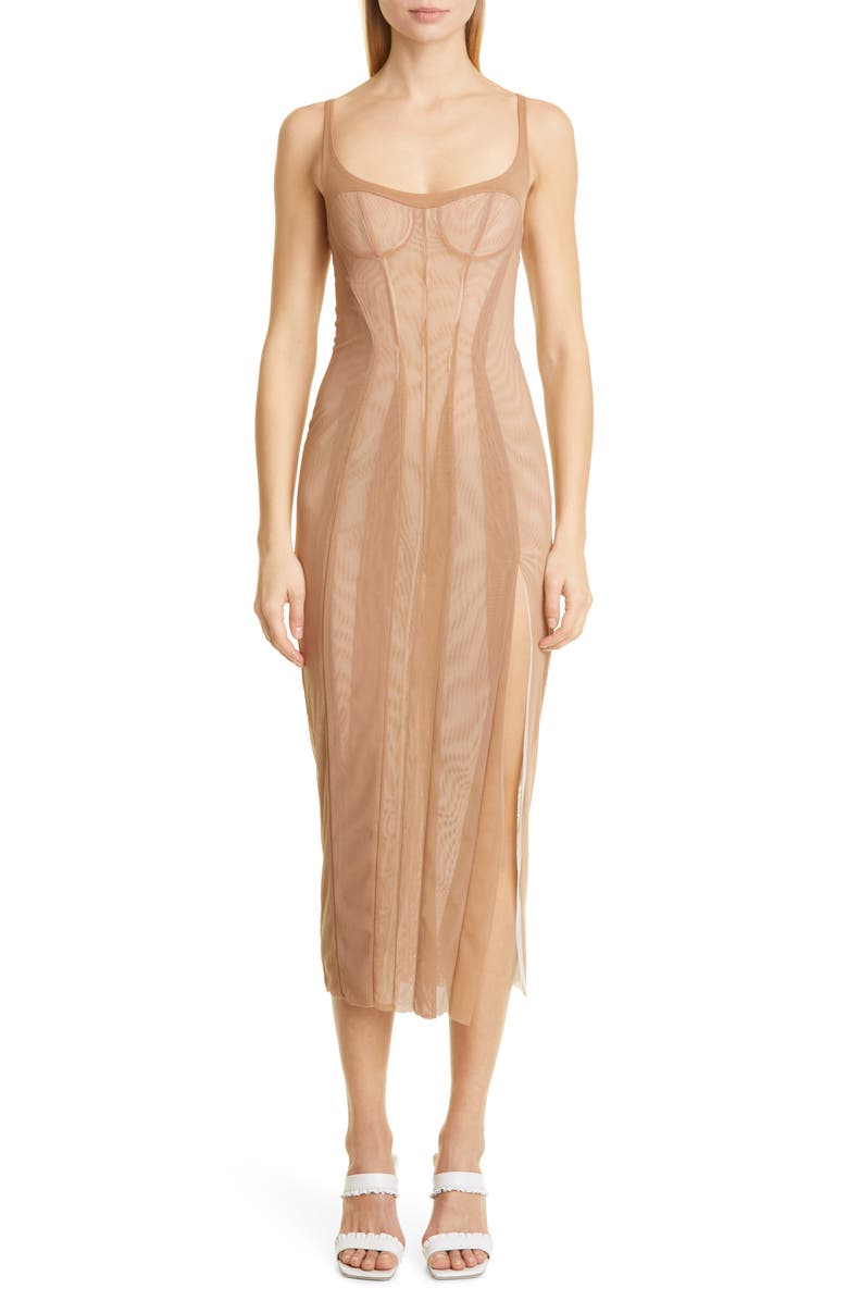 Kathryn Bowen Bustier Mesh Tank Dress, Main, color, 