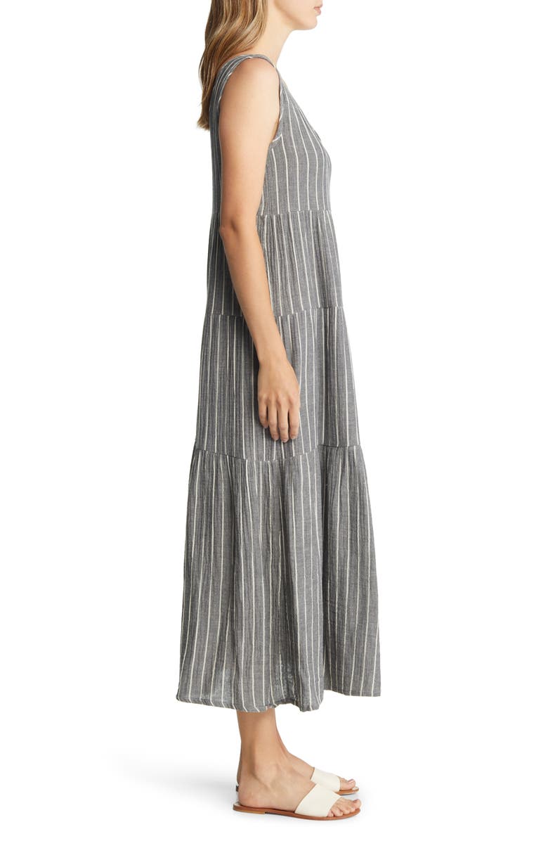Marine Layer Corinne Stripe Tiered Cotton Gauze Maxi Dress, Alternate, color,
