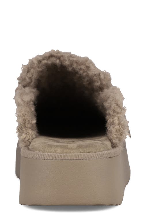 Mia Sugary Faux Shearling Platform Mule In Brown