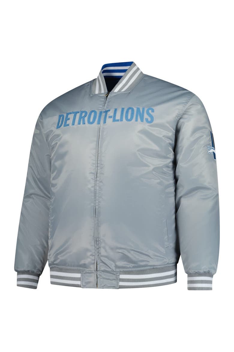 Men's Mitchell & Ness Blue/Silver Detroit Lions Big & Tall Throwback Reversible Full-Zip Jacket, Alternate, color, Blue