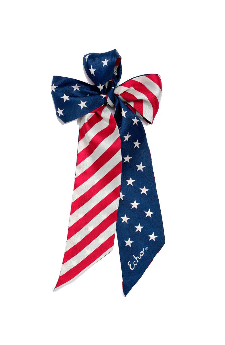 Echo Stars And Stripes Silk Ribbon Scarf, Main, color, Navy