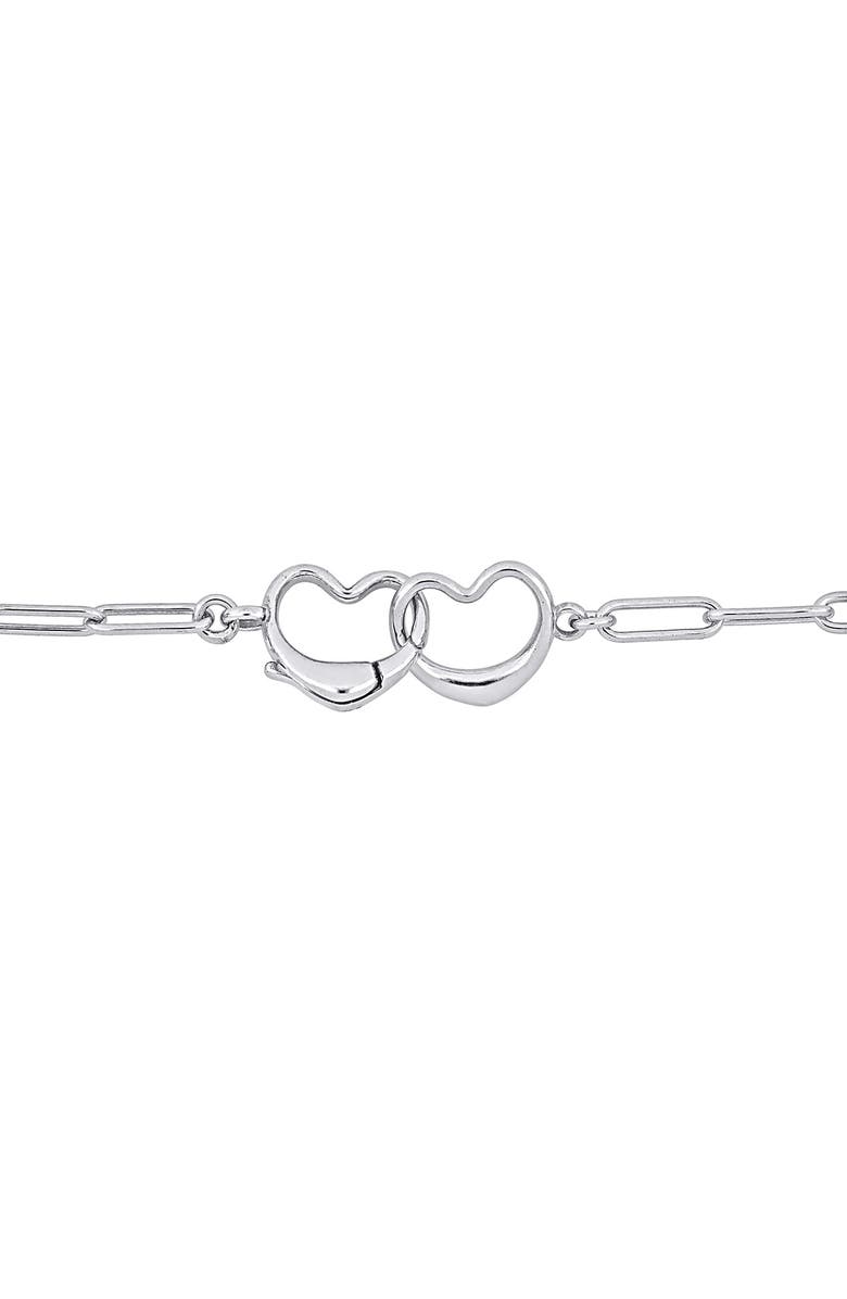 DELMAR Double Heart Paperclip Oval Link Chain Necklace & Anklet Set, Alternate, color, Silver