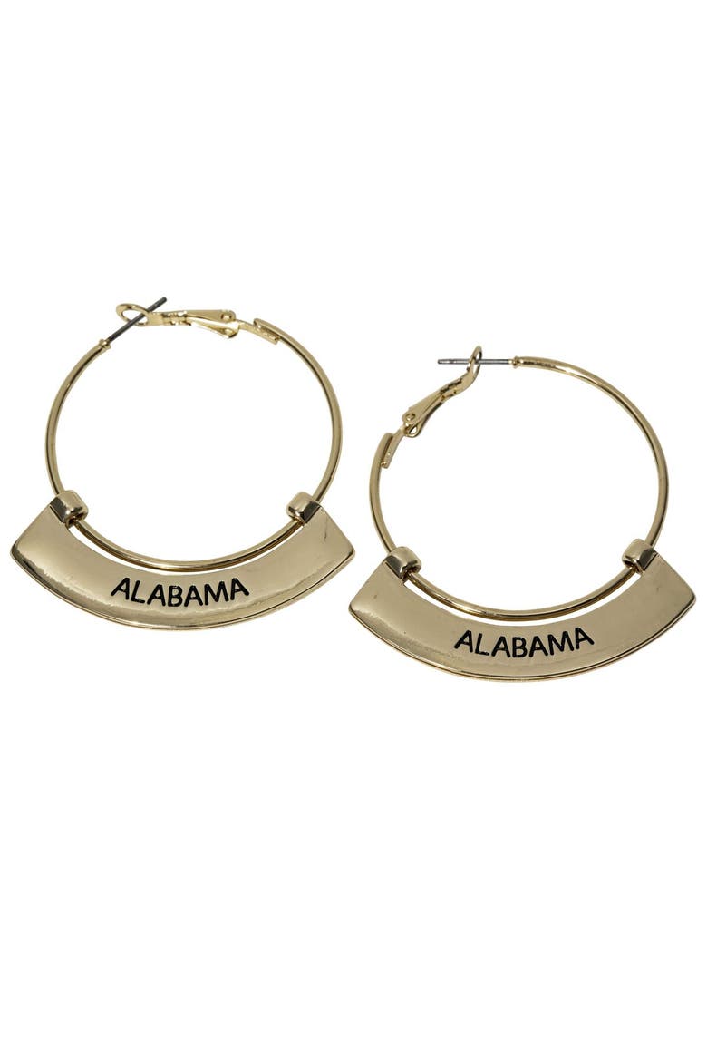 Alabama Crimson Tide Weller Gold Hoop Earrings, Main, color, Gold