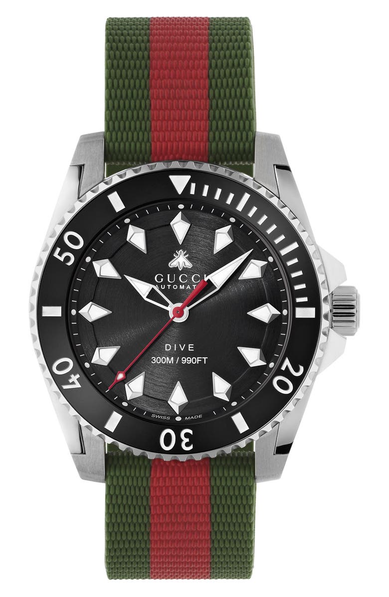 Gucci Dive Rubber Strap Watch, 40mm, Main, color,