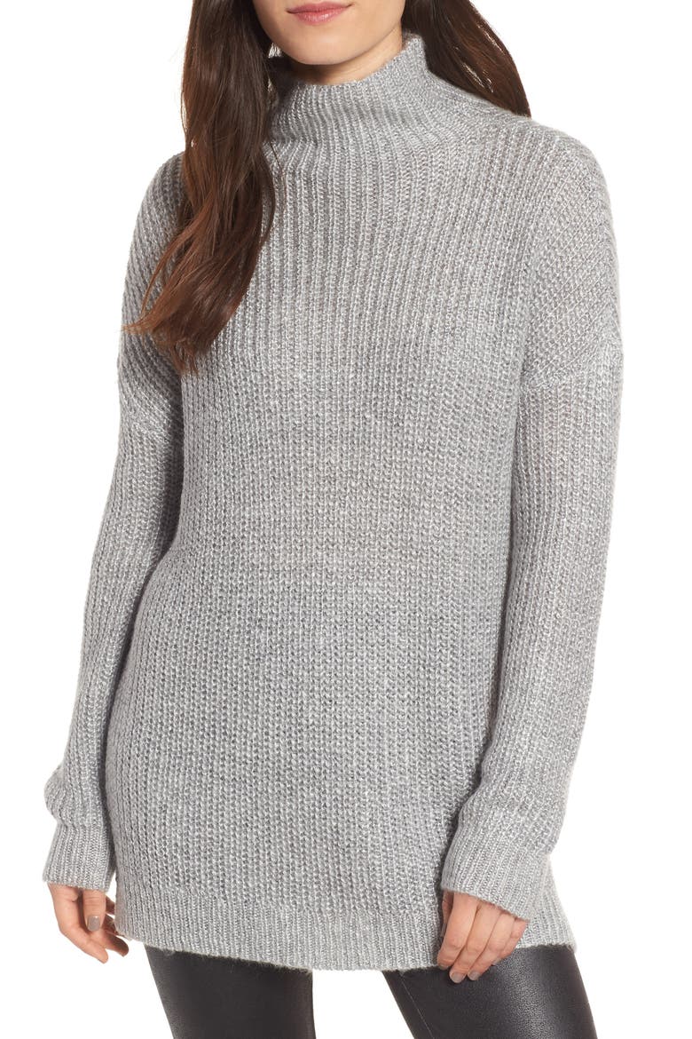 Rib Knit Sweater, Main, color, GREY HEATHER
