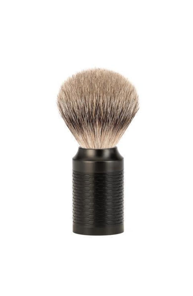 MÜHLE Rocca Jet Black Stainless Steel Silvertip Badger Shaving Brush, Main, color, Black