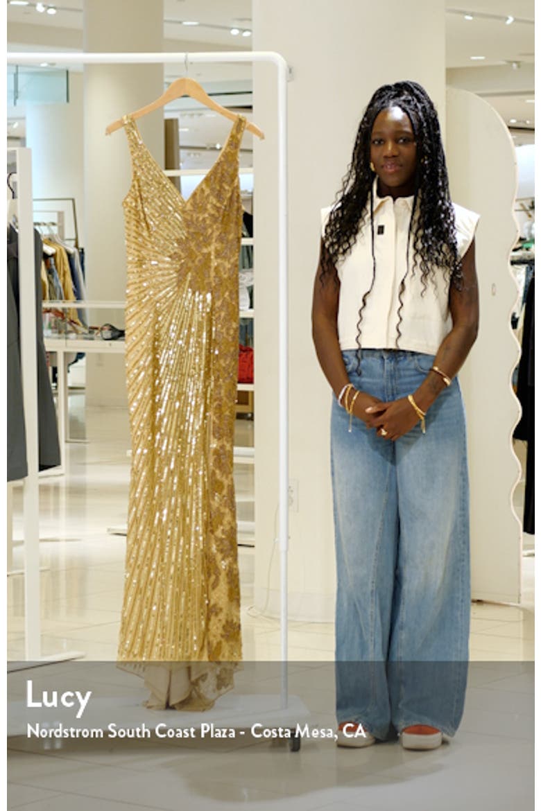 Beaded Floral High Slit Sleeveless Gown video