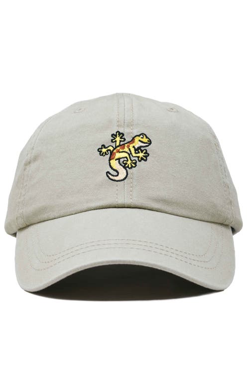 Dalix Gecko Embroidered Casual Cap In Washed Stone White