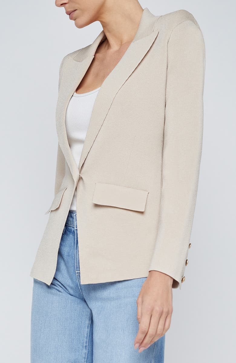 L'AGENCE Chamberlain Knit Blazer, Alternate, color, Ivory/ Gold