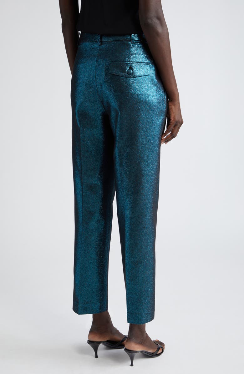ST. JOHN Metallic Stretch Crop Pants, Alternate, color, Dark Teal/ Black Multi