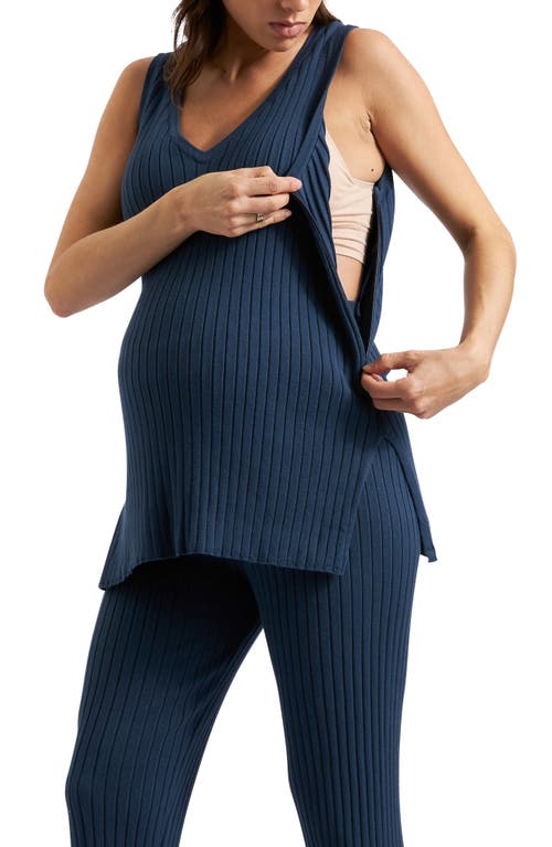 Shop Ripe Maternity Sophie Rib Maternity/nursing Top In French Navy