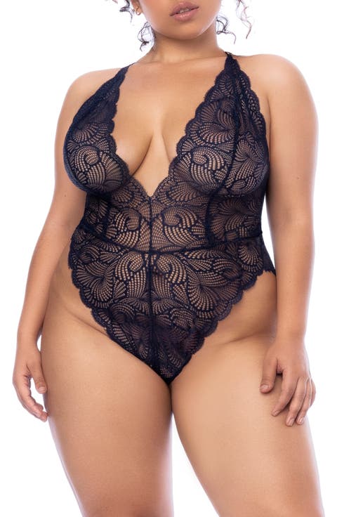 Cutout Lace Bodysuit (Plus)
