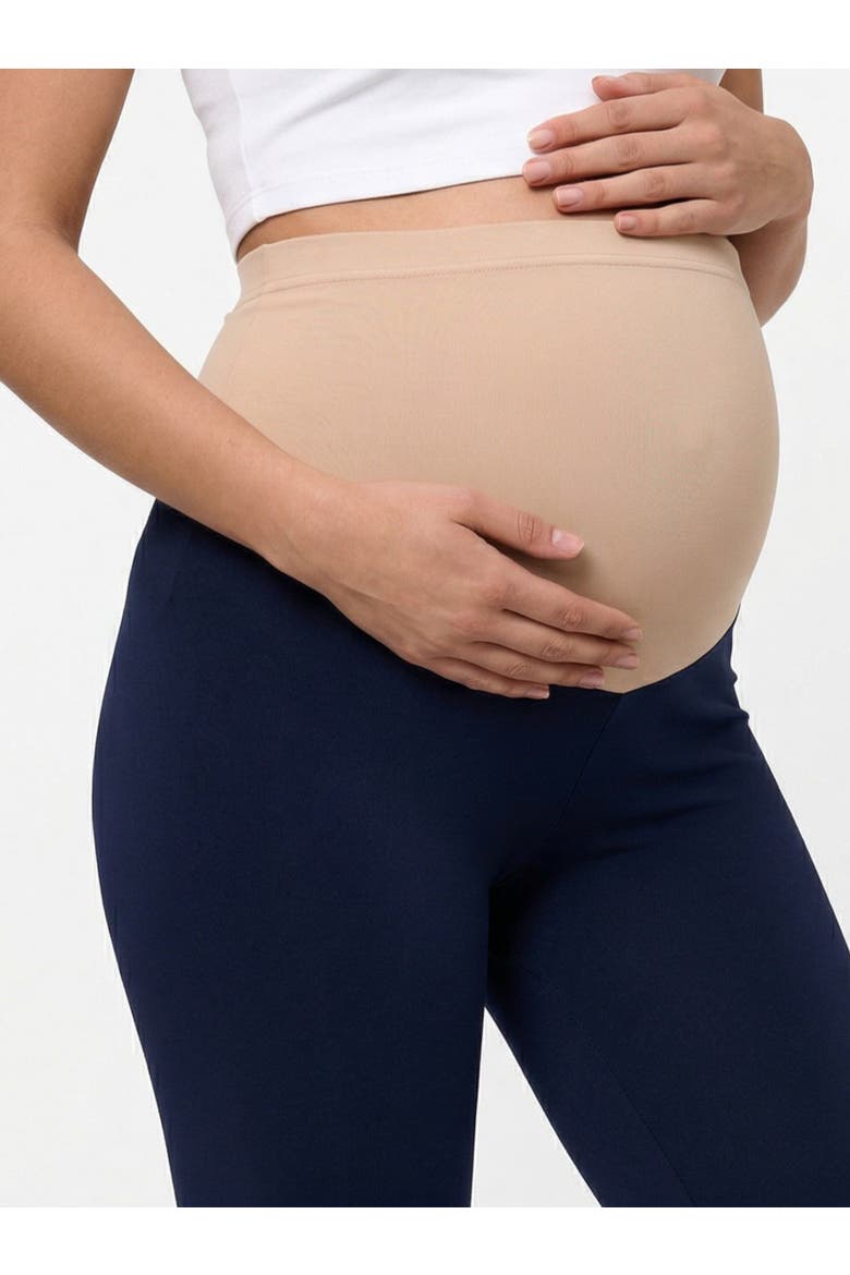 Essential Stretch Secret Fit Over the Belly Maternity Crop Leggings, Alternate, color, Navy