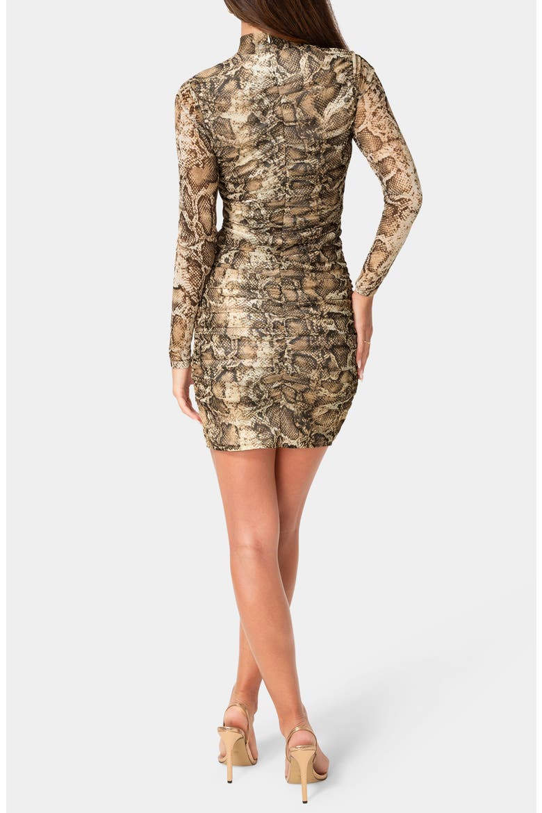 Long Sleeve Ruched Minidress, Alternate, color, ANIMAL