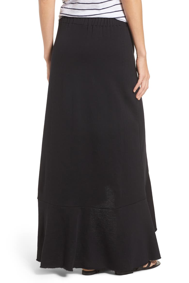 High/Low Cotton Blend Utility Skirt, Alternate, color, BLACK