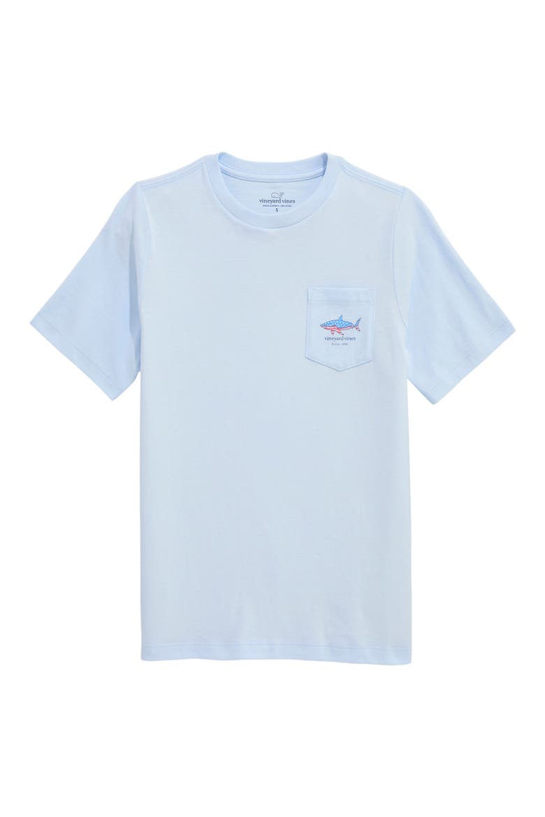 Kids' Flag Shark Graphic Cotton T-Shirt, Main, color, ROCKS BLUE