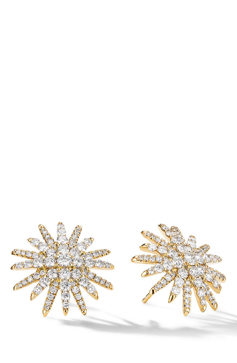 David Yurman Starburst Stud Earrings in 18K Yellow Gold with Pavé Diamonds, Main, color, Diamond