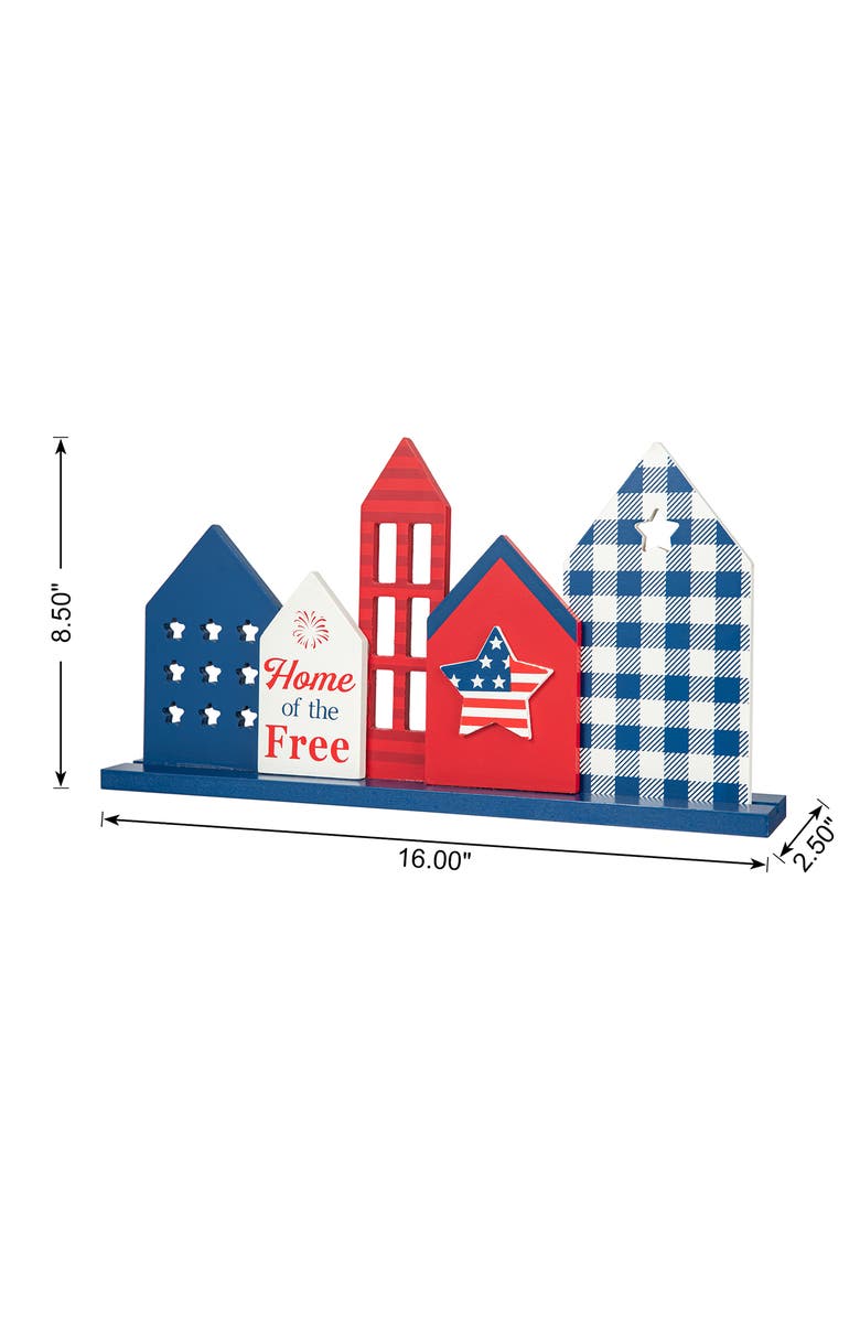 Glitzhome Wooden Patriotic Americana House Table Decor, Alternate, color, 