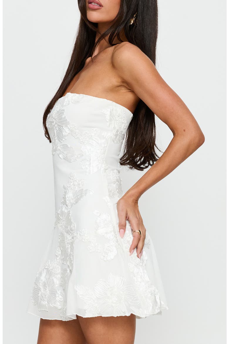 Meadow of Dreams Floral Burnout Strapless Minidress, Alternate, color, WHITE FLORAL BURNOUT