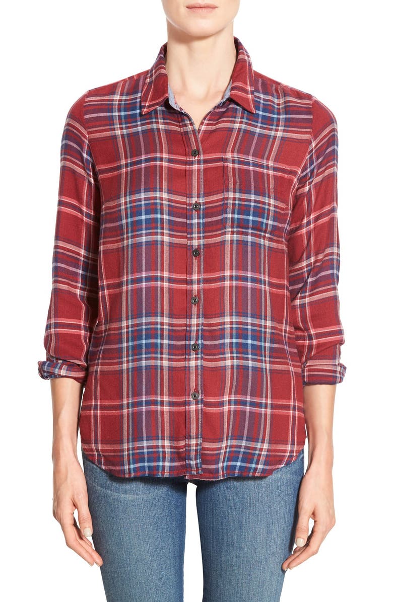 Lucky Brand 'Bungalow' Plaid Lightweight Flannel Shirt, Main, color, 