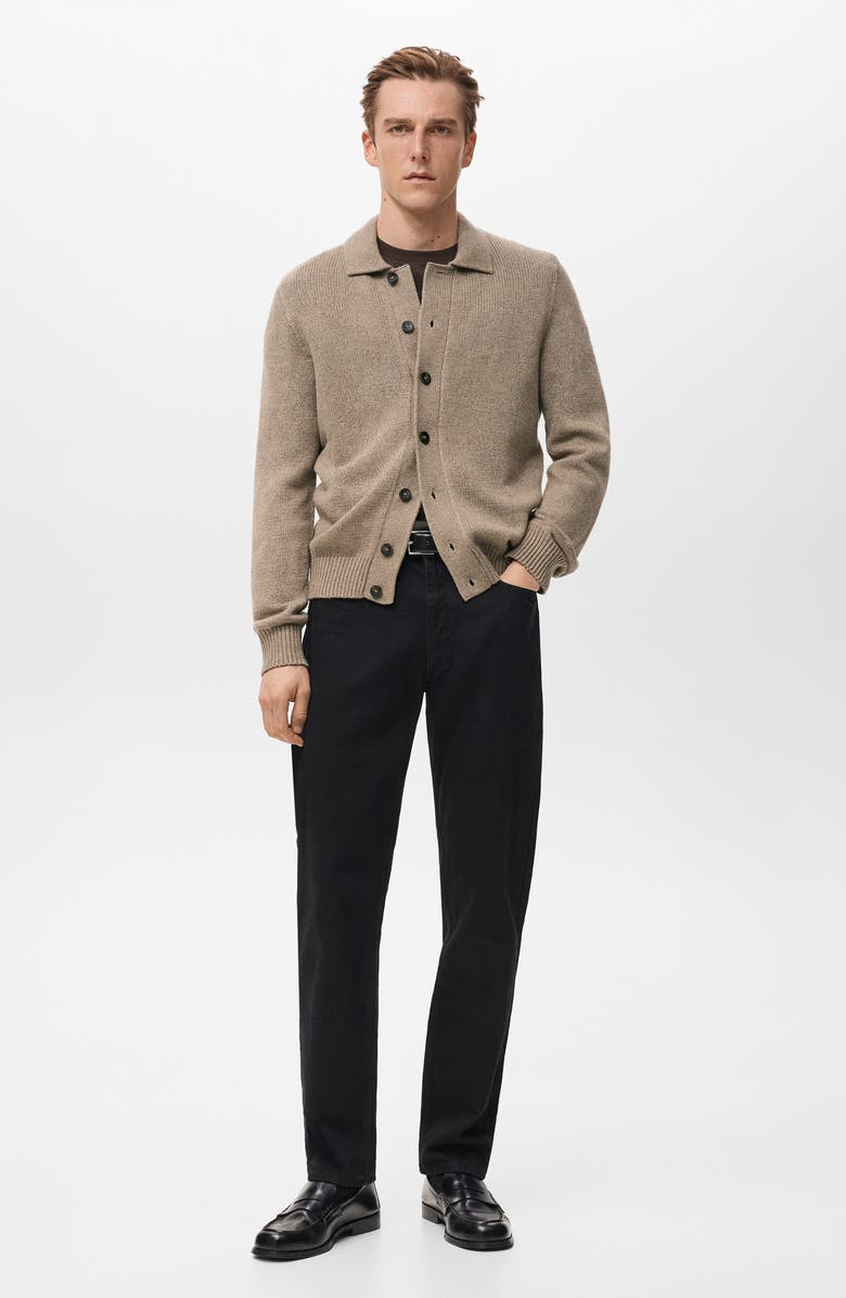 MANGO Wool Blend Cardigan, Alternate, color, Beige