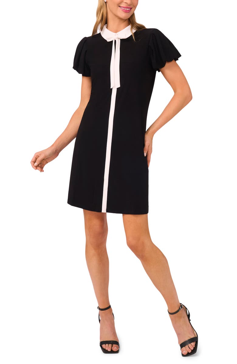 CeCe Tie Neck Puff Sleeve Dress, Main, color, 