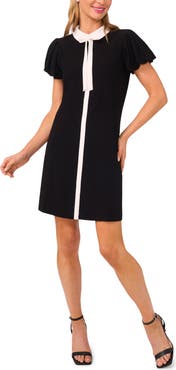 CeCe Tie Neck Puff Sleeve Dress