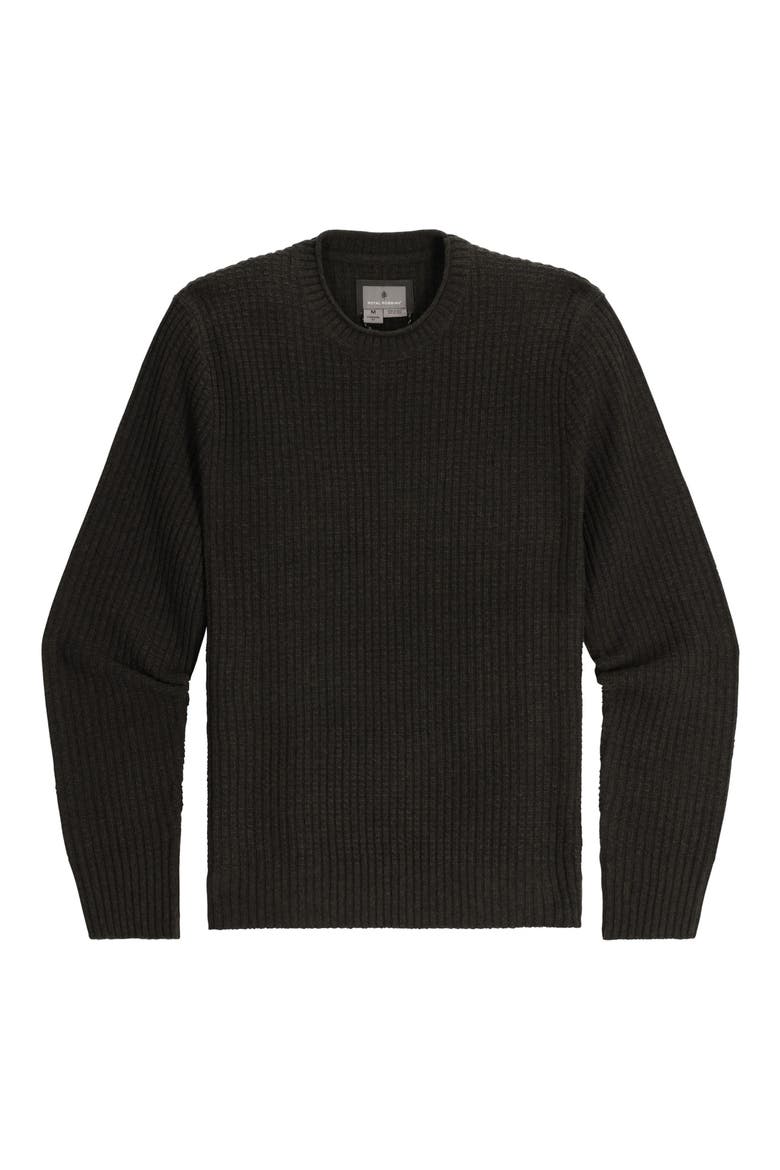 Rockcraft Waffle Knit Merino Wool Crewneck Sweater, Main, color, BLACK OLIVE HEATHER