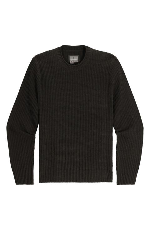 Rockcraft Waffle Knit Merino Wool Crewneck Sweater