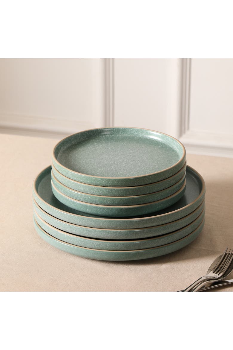 Amber Stoneware 12-Piece Dinnerware Set, Alternate, color, Green