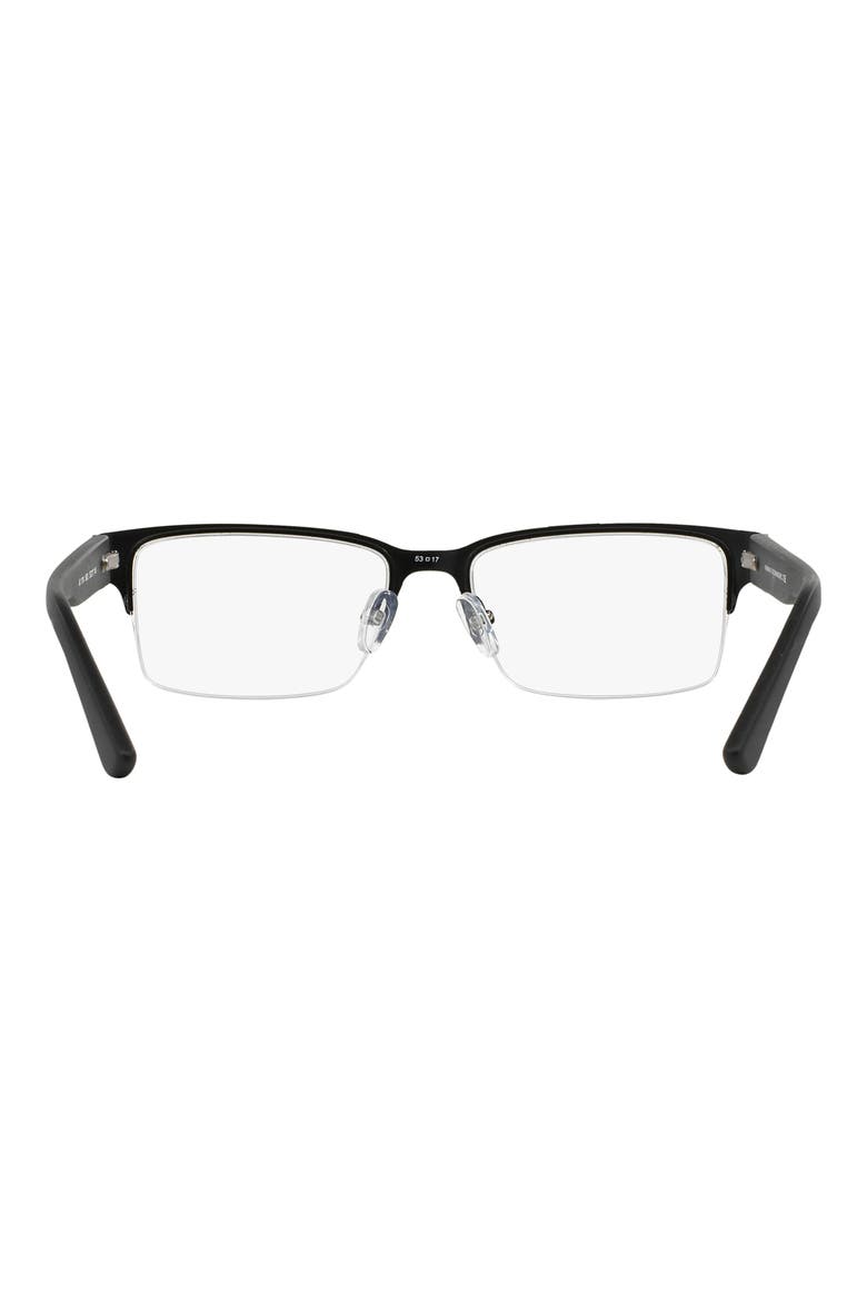 53mm Semirimless Rectangular Optical Glasses, Alternate, color, BLACK